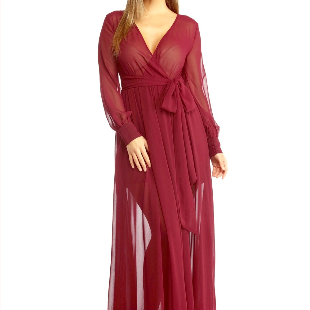 Windsor chiffon burgundy maxi dress